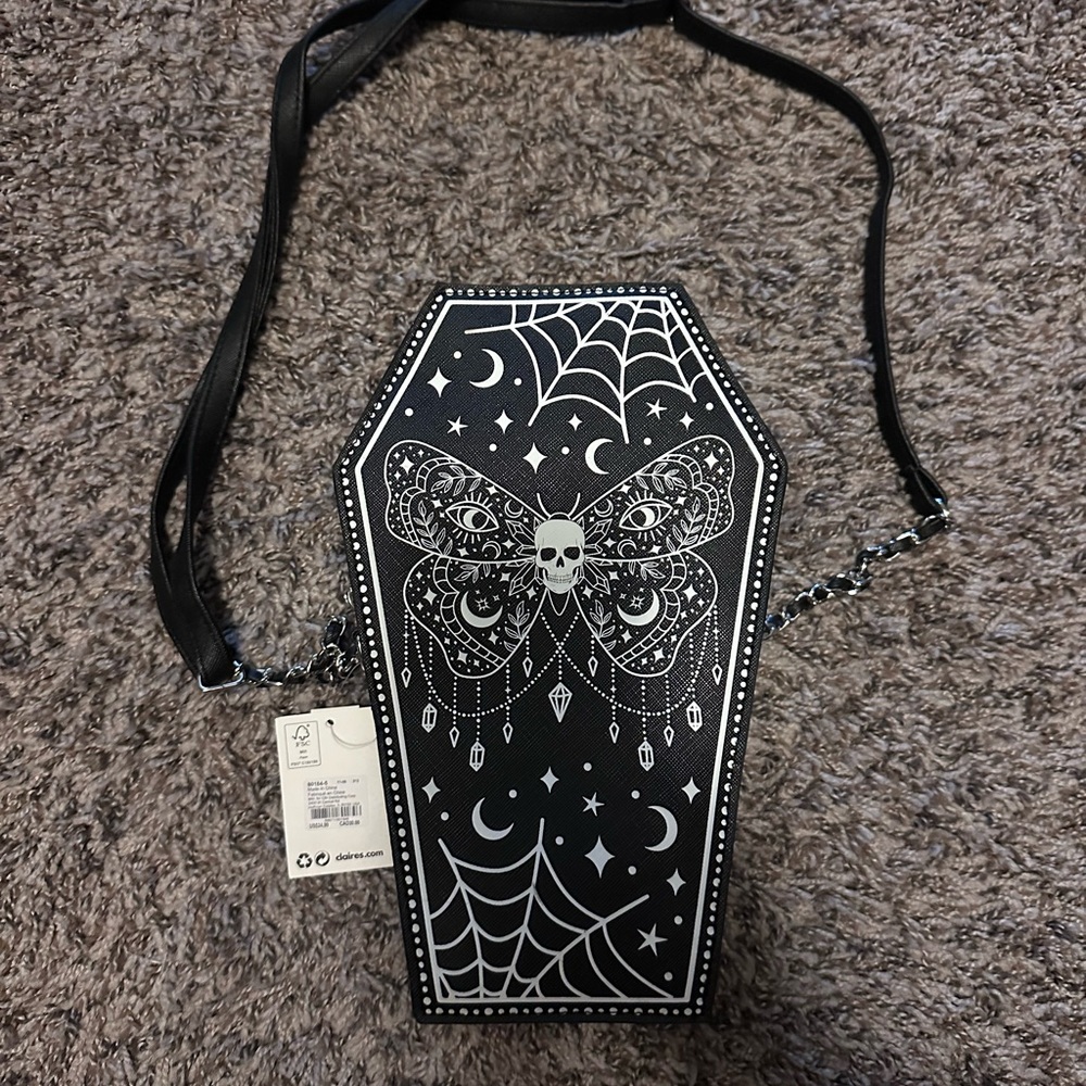 Claire's Black and White Coffin Crossbody Bag